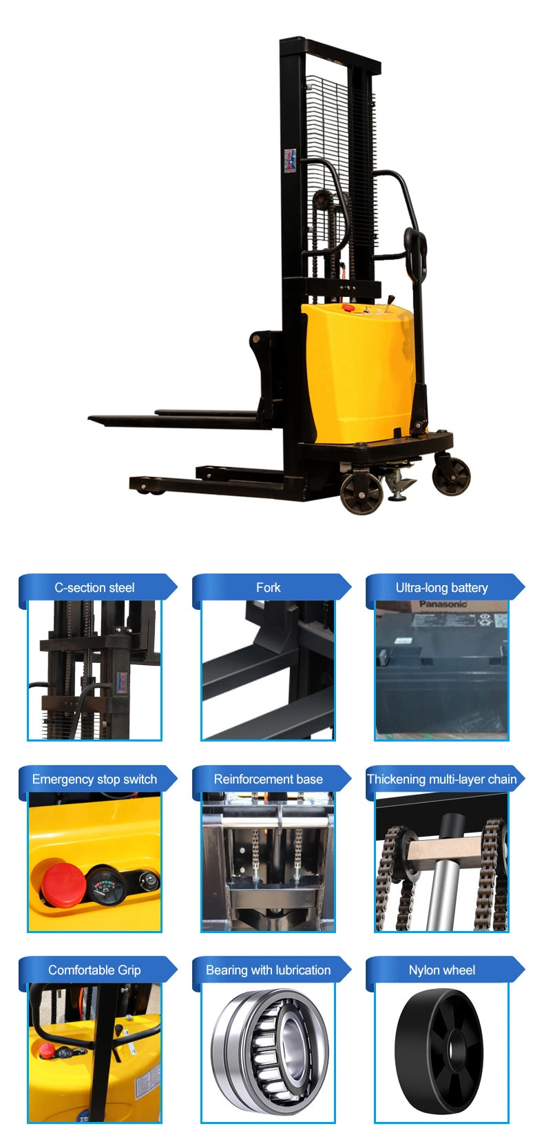 Forklift Electric Pallet Stacker Electric Hydraulic Stacker Semi Electric Forklift
